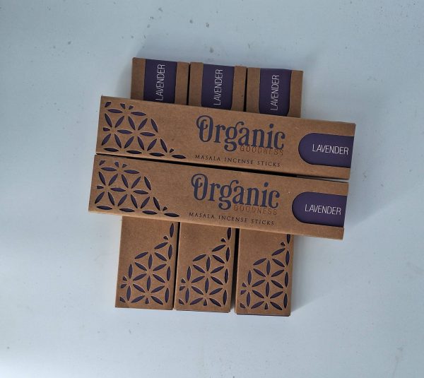 Lavendel Räucherwerk in eleganter, umweltfreundlicher Verpackung von Organic Goodness.