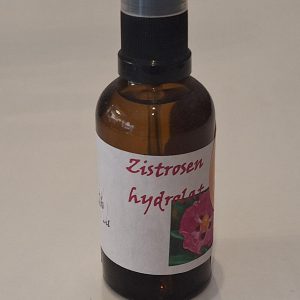 Zistrosen-Hydrolat in brauner Glasflasche, handgemacht und für natürliche Pflege geeignet.